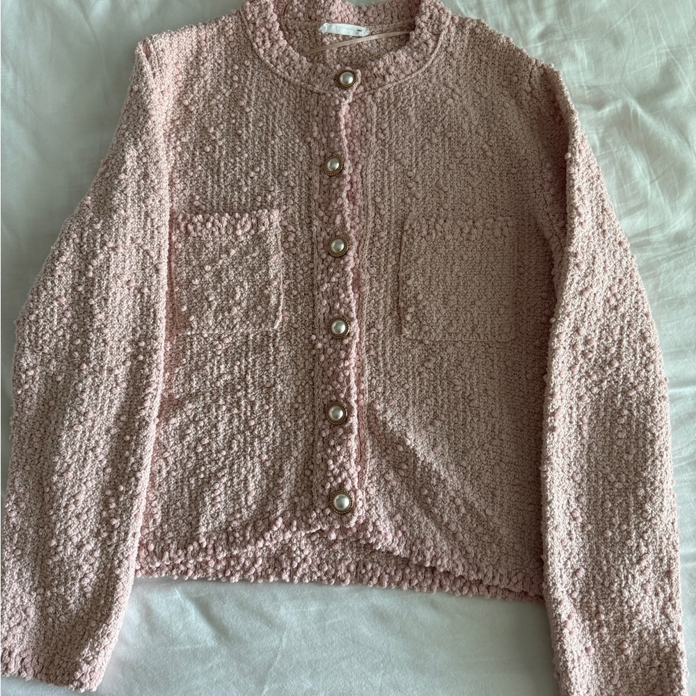 Mango Pink Textured Cardigan